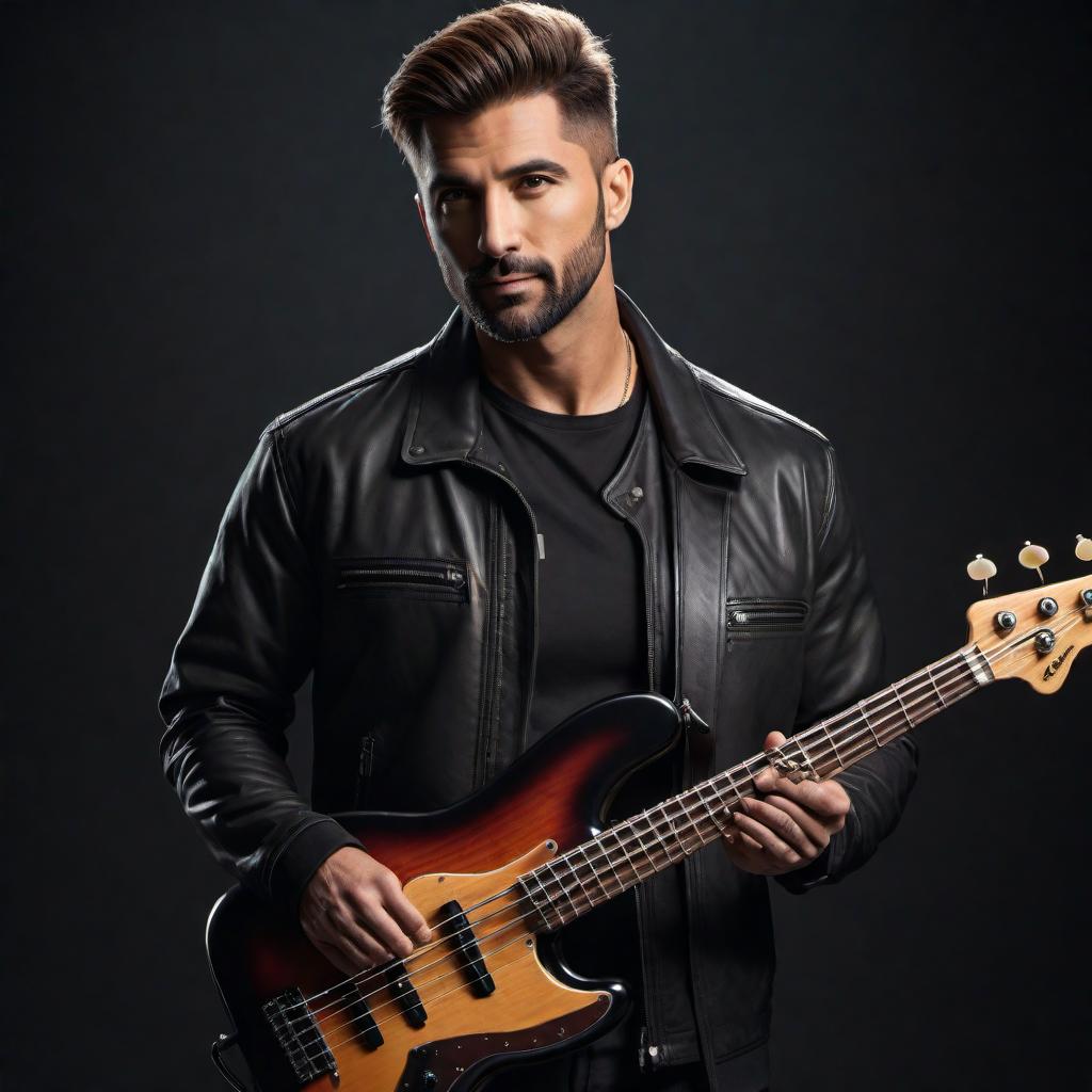  Create a logo for a Bass guitar player named LaZarr, in a 90’s theme style, using the 1990’s color wave palette, with a black background, centered, in HD, and a professional design. hyperrealistic, full body, detailed clothing, highly detailed, cinematic lighting, stunningly beautiful, intricate, sharp focus, f/1. 8, 85mm, (centered image composition), (professionally color graded), ((bright soft diffused light)), volumetric fog, trending on instagram, trending on tumblr, HDR 4K, 8K