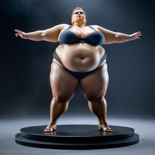  fat woman hyperrealistic, full body, detailed clothing, highly detailed, cinematic lighting, stunningly beautiful, intricate, sharp focus, f/1. 8, 85mm, (centered image composition), (professionally color graded), ((bright soft diffused light)), volumetric fog, trending on instagram, trending on tumblr, HDR 4K, 8K