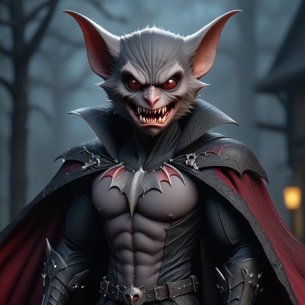  Werebat, vampire hyperrealistic, full body, detailed clothing, highly detailed, cinematic lighting, stunningly beautiful, intricate, sharp focus, f/1. 8, 85mm, (centered image composition), (professionally color graded), ((bright soft diffused light)), volumetric fog, trending on instagram, trending on tumblr, HDR 4K, 8K