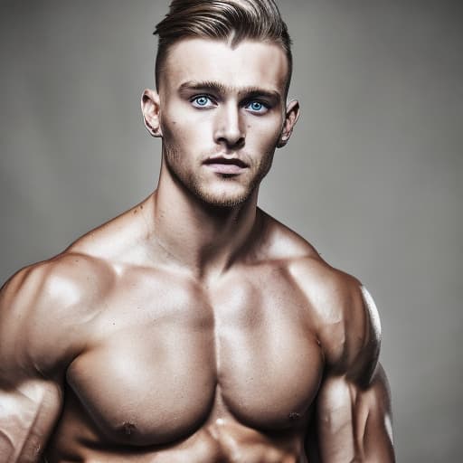 portrait+ style Russian queer fitness model blonde hunk dude face