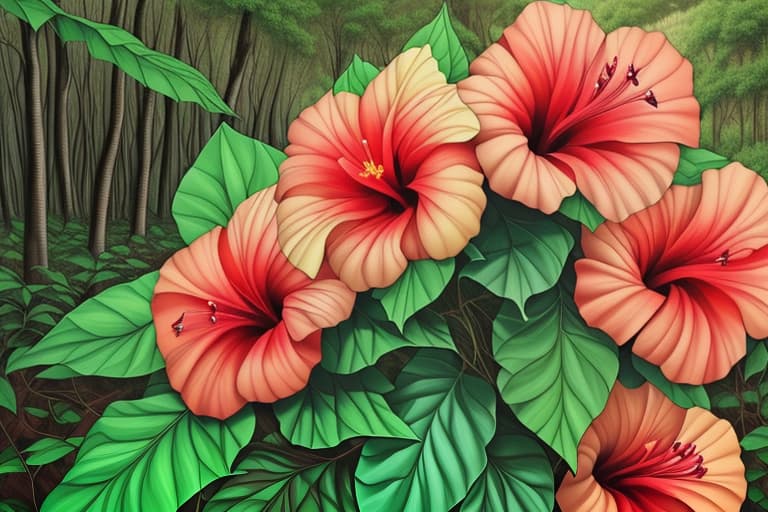  It's a forest wide with only hibiscus flowers.