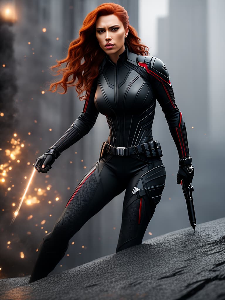  black widow hyperrealistic, full body, detailed clothing, highly detailed, cinematic lighting, stunningly beautiful, intricate, sharp focus, f/1. 8, 85mm, (centered image composition), (professionally color graded), ((bright soft diffused light)), volumetric fog, trending on instagram, trending on tumblr, HDR 4K, 8K