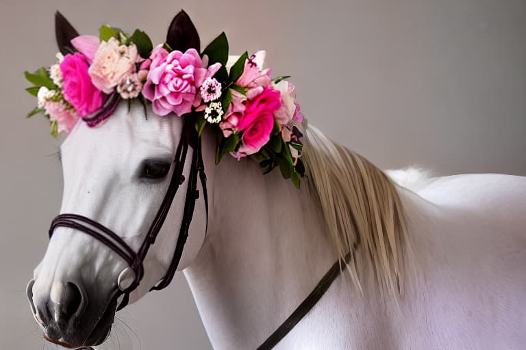  Pink Mare with Flowers Tiara