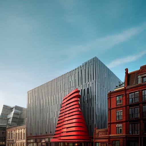 dvarchmodern A huge building that looks like a red brick dragon and green flags, by James McDonald and Joarc Architects, home, interior, octane render, deviantart, cinematic, key art, hyperrealism, sun light, sunrays, canon eos c 300, ƒ 1.8, 35 mm, 8k, medium format print hyperrealistic, full body, detailed clothing, highly detailed, cinematic lighting, stunningly beautiful, intricate, sharp focus, f/1. 8, 85mm, (centered image composition), (professionally color graded), ((bright soft diffused light)), volumetric fog, trending on instagram, trending on tumblr, HDR 4K, 8K