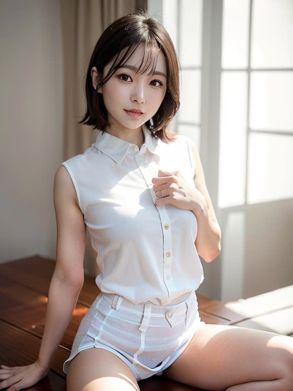  Ayase Haruka, white shirt, short tight skirt, smooth skirt, knee high socks, beautiful legs, smiles, transparent underwear, (Masterpiece, BestQuality:1.3), (ultra detailed:1.2), (hyperrealistic:1.3), (RAW photo:1.2),High detail RAW color photo, professional photograph, (Photorealistic:1.4), (realistic:1.4), ,professional lighting, (japanese), beautiful face, (realistic face)