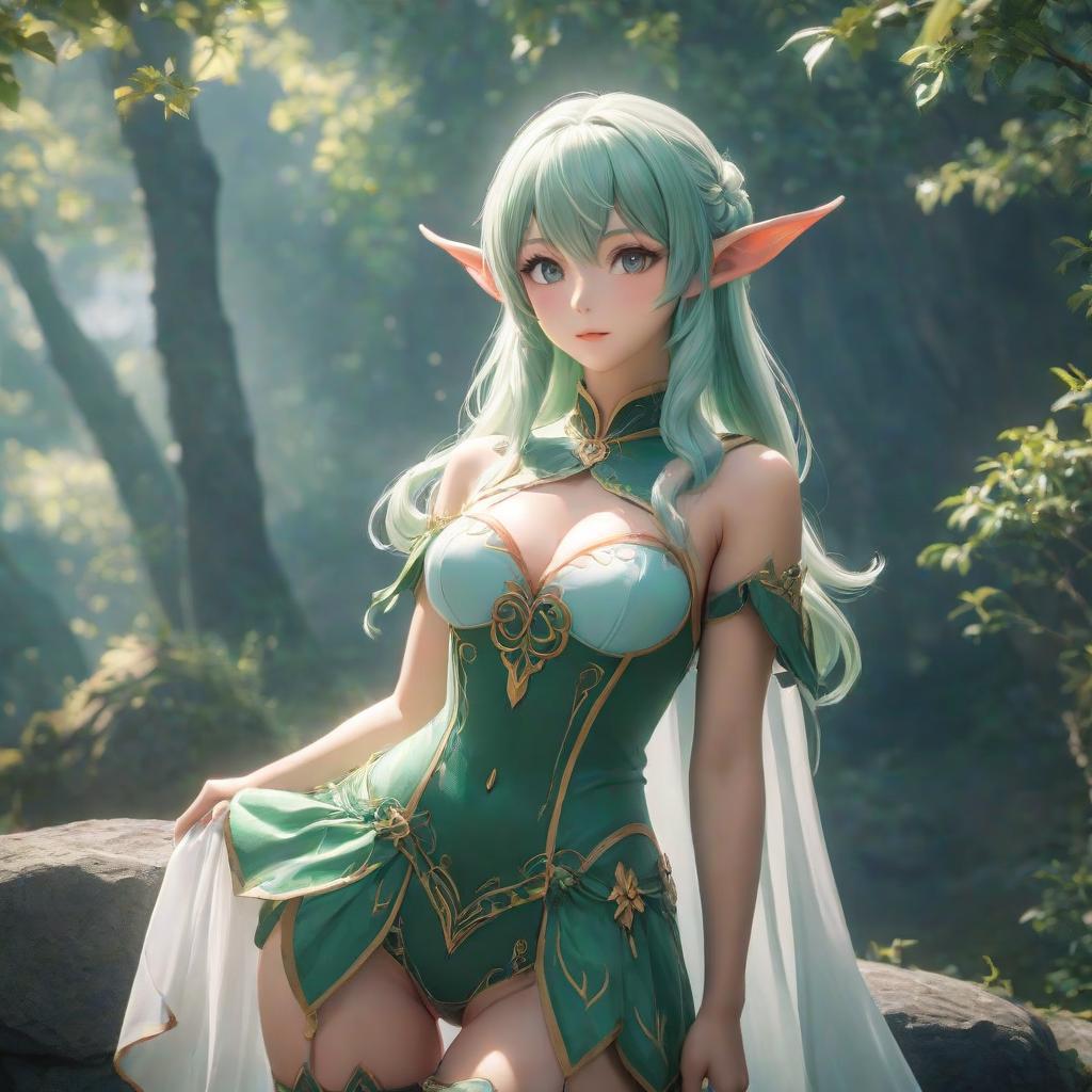  anime,,18year,,elf hyperrealistic, full body, detailed clothing, highly detailed, cinematic lighting, stunningly beautiful, intricate, sharp focus, f/1. 8, 85mm, (centered image composition), (professionally color graded), ((bright soft diffused light)), volumetric fog, trending on instagram, trending on tumblr, HDR 4K, 8K