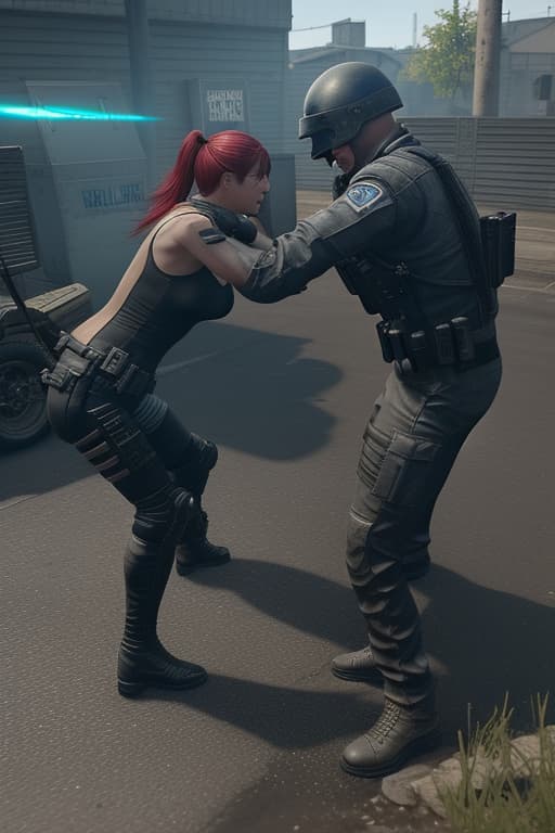  Maria defeats sgt griggs. cyberpunk assassin knocking out menacing police trooper griggs ‏PUBG