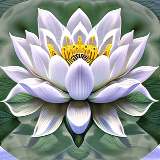  Image of 1 white transparency lotus flower in heaven with serenity tone and holy spirituality mood