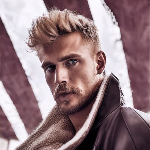 portrait+ style Russian queer actor blonde hunk dilf dude face