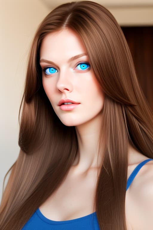  Tall woman with blue eyes, long light brown hair