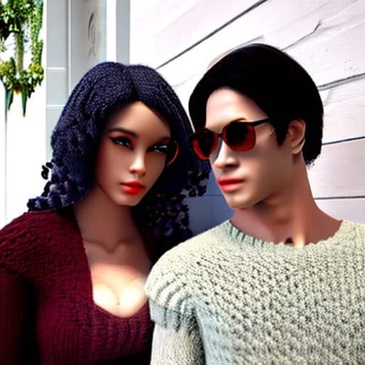 wa-vy style couple hyperrealistic, full body, detailed clothing, highly detailed, cinematic lighting, stunningly beautiful, intricate, sharp focus, f/1. 8, 85mm, (centered image composition), (professionally color graded), ((bright soft diffused light)), volumetric fog, trending on instagram, trending on tumblr, HDR 4K, 8K