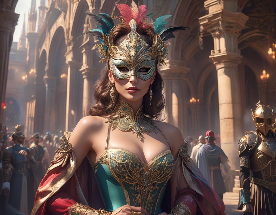  concept art "Whimsical masquerade ball, with intricate, alluring, unique, creative masks and costumes" "head and shoulders portrait, 8k resolution concept art portrait by Greg Rutkowski, Artgerm, WLOP, Alphonse Mucha dynamic lighting hyperdetailed intricately detailed Splash art trending on Artstation triadic colors Unreal Engine 5 volumetric lighting" . digital artwork, illustrative, painterly, matte painting, highly detailed hyperrealistic, full body, detailed clothing, highly detailed, cinematic lighting, stunningly beautiful, intricate, sharp focus, f/1. 8, 85mm, (centered image composition), (professionally color graded), ((bright soft diffused light)), volumetric fog, trending on instagram, trending on tumblr, HDR 4K, 8K