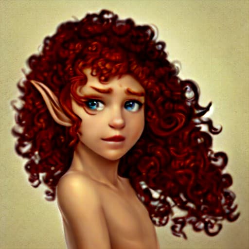  Modest elf with curly auburn hair