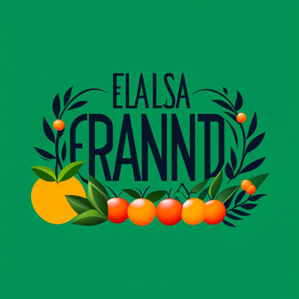  Logo, Diseño de frase Ellas En El Agro en un fondo verde con letras naranjas y de fondo árboles y animales de granja