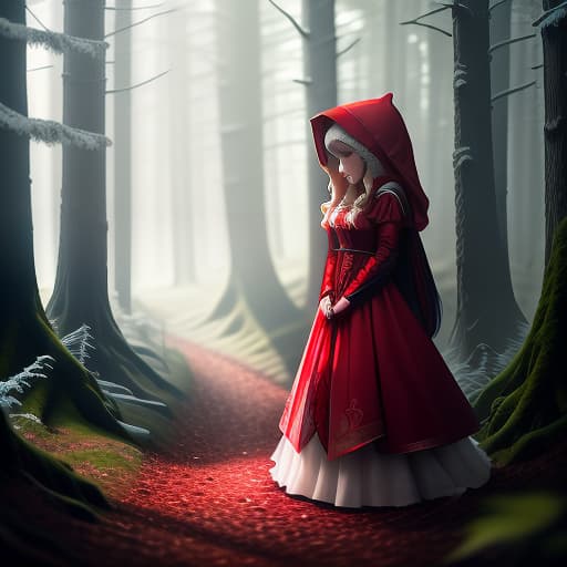  A little girl Red Riding Hood in the forest hyperrealistic, full body, detailed clothing, highly detailed, cinematic lighting, stunningly beautiful, intricate, sharp focus, f/1. 8, 85mm, (centered image composition), (professionally color graded), ((bright soft diffused light)), volumetric fog, trending on instagram, trending on tumblr, HDR 4K, 8K