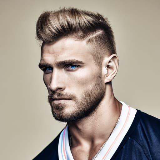 portrait+ style Russian queer fitness model blonde hunk dilf dude face