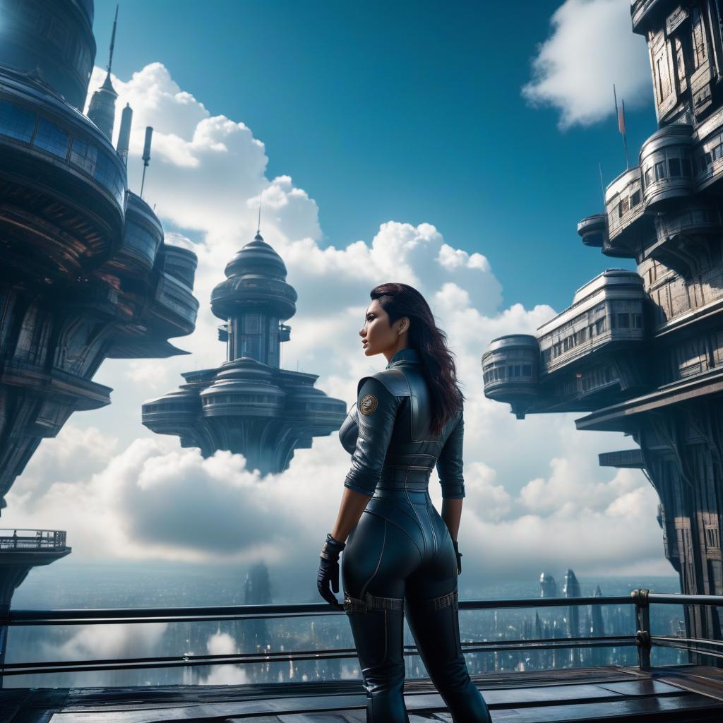  cinematic film still (character focus:1.1), Dilapidated fortress, detailed background, (<lora:PunkBundleAI:0.4>, valvepunkai, retro futuristic theme:1.1), (cloud city:1.1), utopian cloudtop sky city, floating platforms, floating buildings, tower, railing, clouds in background, sky waterfall in background, wind blowing, cinematic atmosphere, sunny, it is rainy . shallow depth of field, vignette, highly detailed, high budget, bokeh, cinemascope, moody, epic, gorgeous, film grain, grainy hyperrealistic, full body, detailed clothing, highly detailed, cinematic lighting, stunningly beautiful, intricate, sharp focus, f/1. 8, 85mm, (centered image composition), (professionally color graded), ((bright soft diffused light)), volumetric fog, trending on instagram, trending on tumblr, HDR 4K, 8K