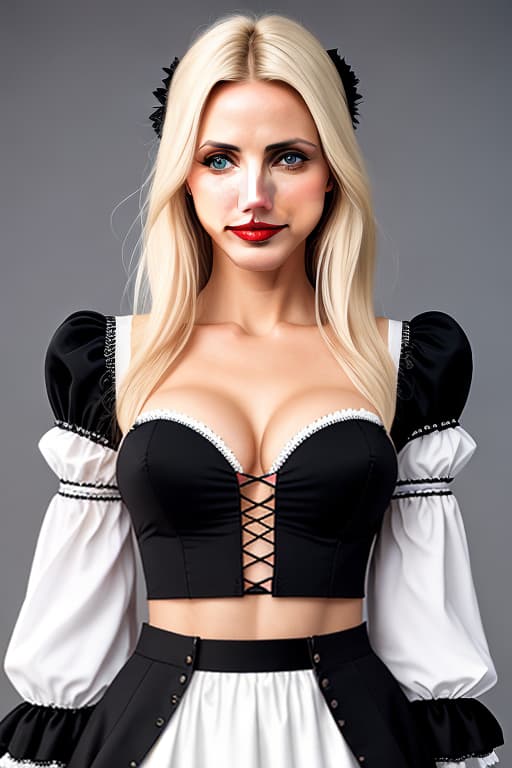  best quality, masterpiece,realistic, 25 y.o. Cameron Diaz, stunning body, puffy sleeves, mini skirt, upskirt, skirt liftup, long wavy hair, white hair, black skirt, juliet sleeves, hairband, small breasts, cleavage cutout, long sleeves, parted lips, carmin red lips, smile, clothing cutout, black hairband, mole under mouth, mole, lips, nose, belly button, garter belt, facing viewer, hair over eyes, teeth, dressing room, mirror hyperrealistic, full body, detailed clothing, highly detailed, cinematic lighting, stunningly beautiful, intricate, sharp focus, f/1. 8, 85mm, (centered image composition), (professionally color graded), ((bright soft diffused light)), volumetric fog, trending on instagram, trending on tumblr, HDR 4K, 8K