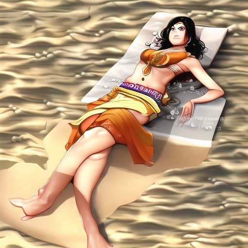  a indian wear and lying on sand in sea looking so poses