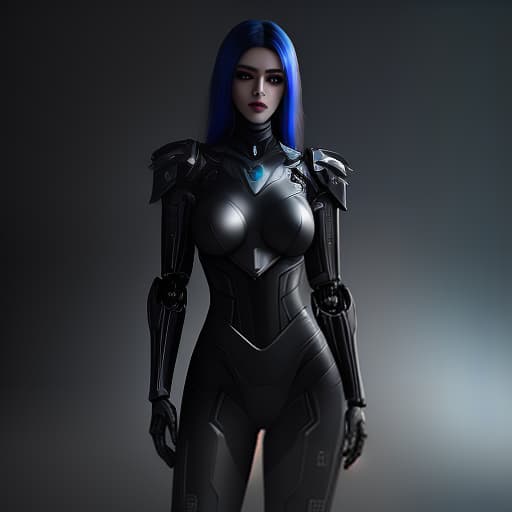  A female robot is cute, made of dark gray metal, standing half sideways and holding a phone in her hand, cyberpunk style, futuristic style, on a dark background hyperrealistic, full body, detailed clothing, highly detailed, cinematic lighting, stunningly beautiful, intricate, sharp focus, f/1. 8, 85mm, (centered image composition), (professionally color graded), ((bright soft diffused light)), volumetric fog, trending on instagram, trending on tumblr, HDR 4K, 8K