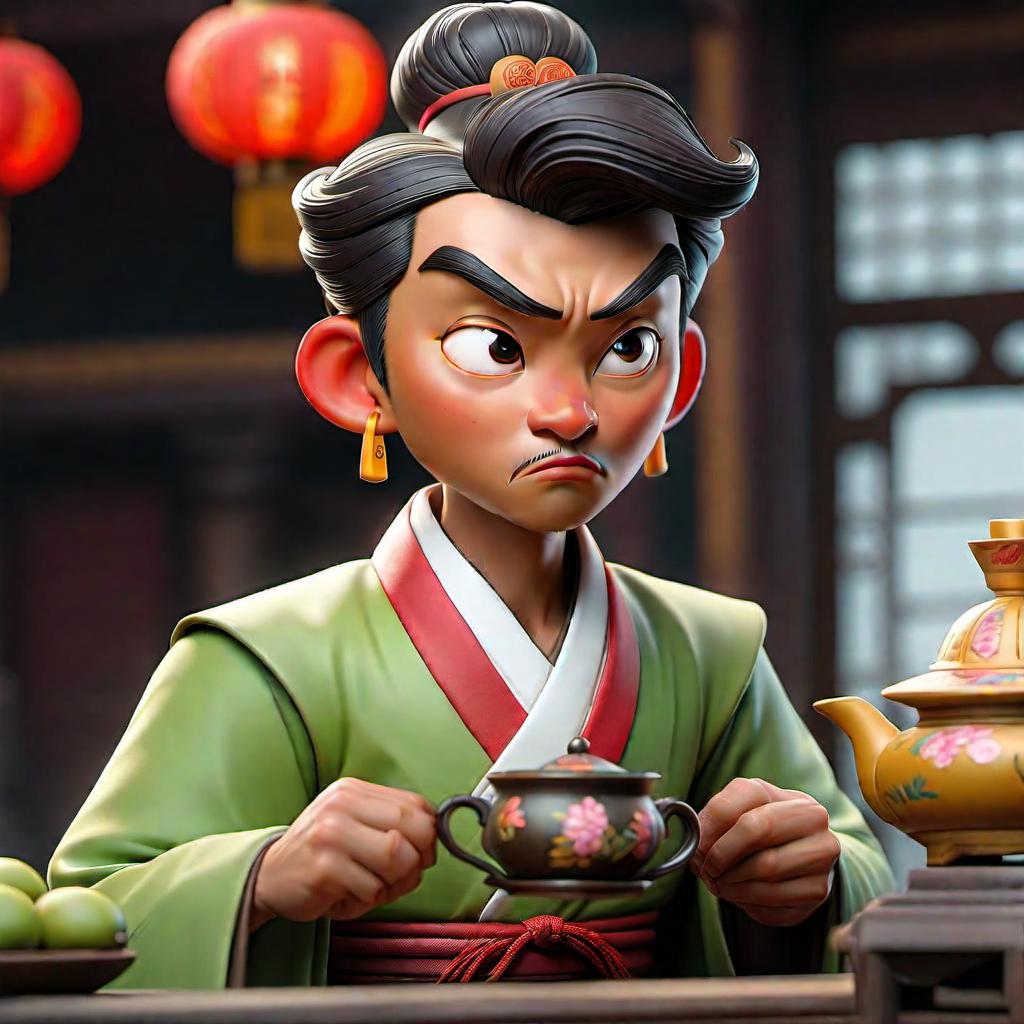  Chang the Fourth Master in the movie "Teahouse" hyperrealistic, full body, detailed clothing, highly detailed, cinematic lighting, stunningly beautiful, intricate, sharp focus, f/1. 8, 85mm, (centered image composition), (professionally color graded), ((bright soft diffused light)), volumetric fog, trending on instagram, trending on tumblr, HDR 4K, 8K