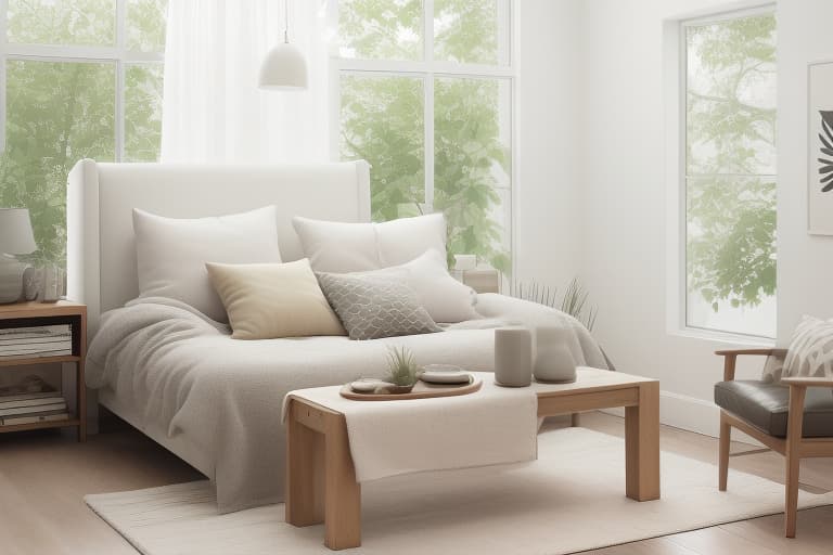  Living Room, Cozy, comfortable, family time, relaxation, entertainment, decor, furniture, lighting The room depicted in the image exhibits a minimalist and contemporary living room theme, emphasizing clean lines and neutral tones. Contemporary minimalist living room with a white sectional sofa, wooden accent chairs, geometric rug, and large leaf artwork. minimalist, contemporary, living room, white sectional sofa, wooden accent chairs, geometric rug, large leaf artwork