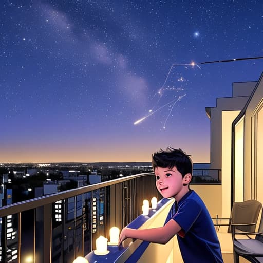  The moment a boy on a terrace saw a star in the sky