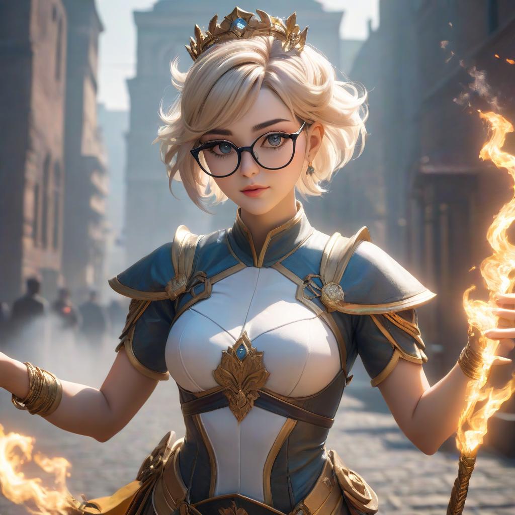  goddess of balance and order. short light hair and glasses. hyperrealistic, full body, detailed clothing, highly detailed, cinematic lighting, stunningly beautiful, intricate, sharp focus, f/1. 8, 85mm, (centered image composition), (professionally color graded), ((bright soft diffused light)), volumetric fog, trending on instagram, trending on tumblr, HDR 4K, 8K