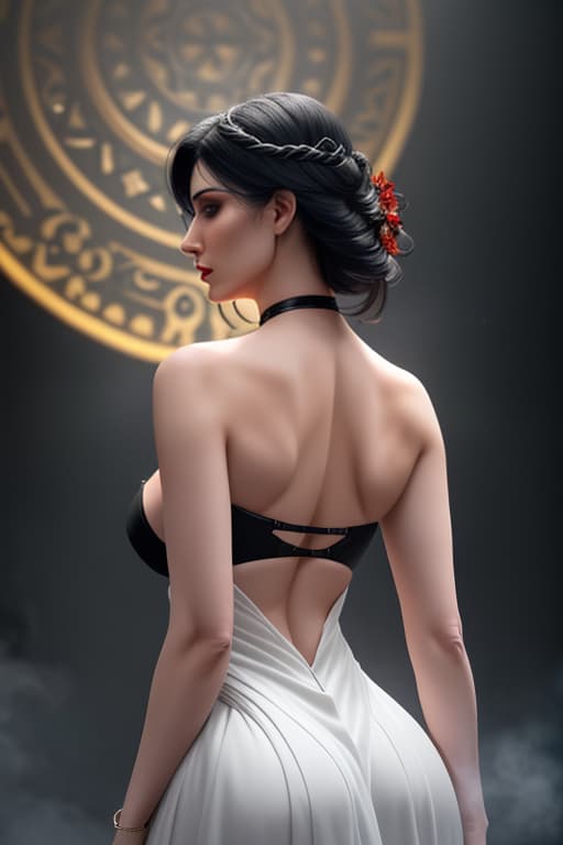  ultra realistic back portrait ((beautiful pale medieval sexiest female with heavy black eyeliner)), stunning body, staring viewer, blue eyes, shaved side long wavy haircut, huge boobs, deep cleavage, hyper detail, cinematic lighting, magic neon, dark red city, Canon EOS R3, nikon, f/1.4, ISO 200, 1/160s, 8K, RAW, unedited, symmetrical balance, in frame, 8K hyperrealistic, full body, detailed clothing, highly detailed, cinematic lighting, stunningly beautiful, intricate, sharp focus, f/1. 8, 85mm, (centered image composition), (professionally color graded), ((bright soft diffused light)), volumetric fog, trending on instagram, trending on tumblr, HDR 4K, 8K