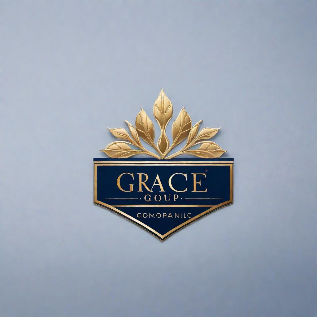  A professional logo containing the name 'The Grace Group of Companies, LLC'. The logo should be elegant and modern with a clean and sophisticated design. Use a classy color palette, such as navy blue and gold. Incorporate elements that suggest unity, growth, and expertise. hyperrealistic, full body, detailed clothing, highly detailed, cinematic lighting, stunningly beautiful, intricate, sharp focus, f/1. 8, 85mm, (centered image composition), (professionally color graded), ((bright soft diffused light)), volumetric fog, trending on instagram, trending on tumblr, HDR 4K, 8K