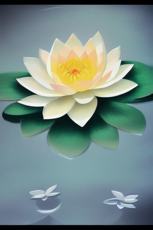  Image of 1 white lotus flower in heaven with serenity tone and holy spirituality mood create overall image in very lovely pastel palette