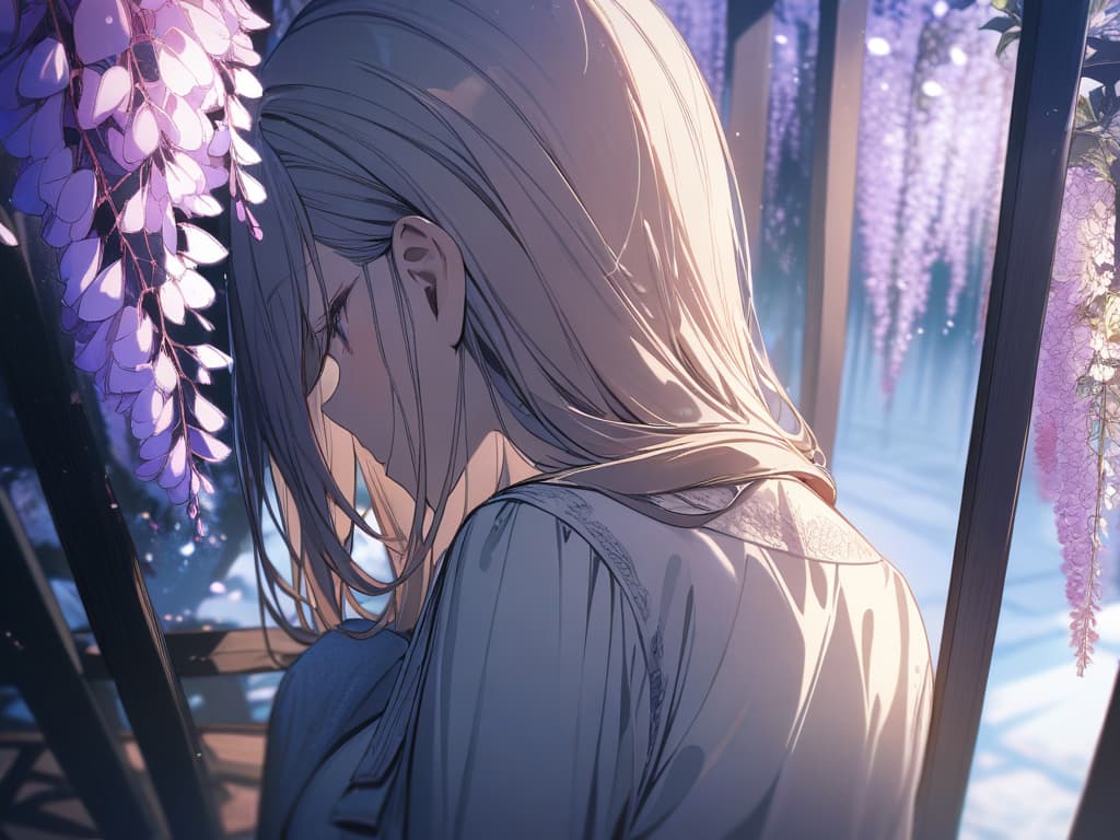  High quality, no people, glitter, wisteria trellis, masterpiece, best quality,8k,ultra detailed,high resolution,an extremely delicate and beautiful,hyper detail