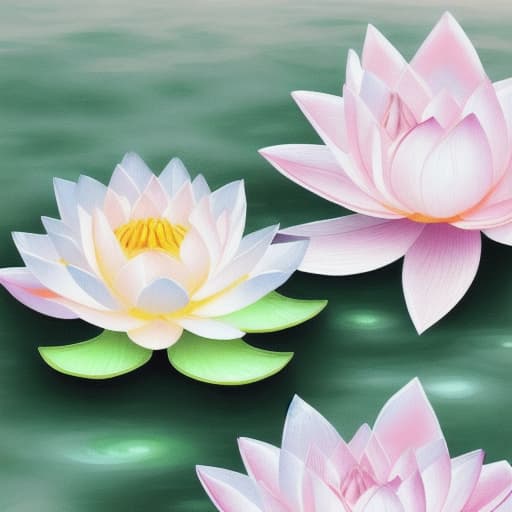  Image of 1 white lotus flower in heaven with serenity tone and holy spirituality mood create overall image in very lovely pastel palette