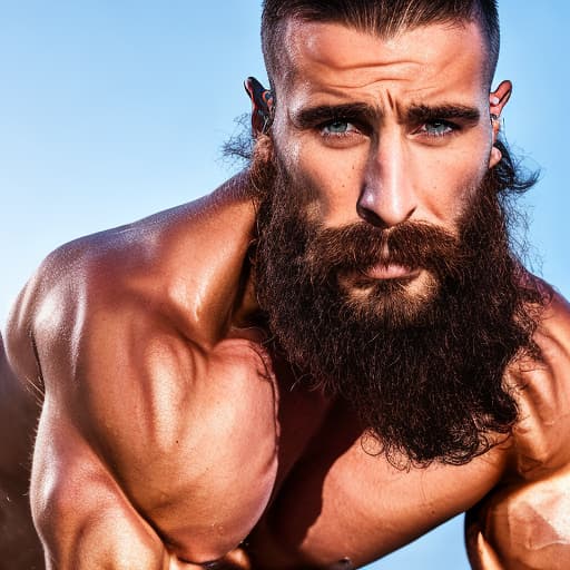 portrait+ style Russian fitness model queer brunette hunk dilf dude face