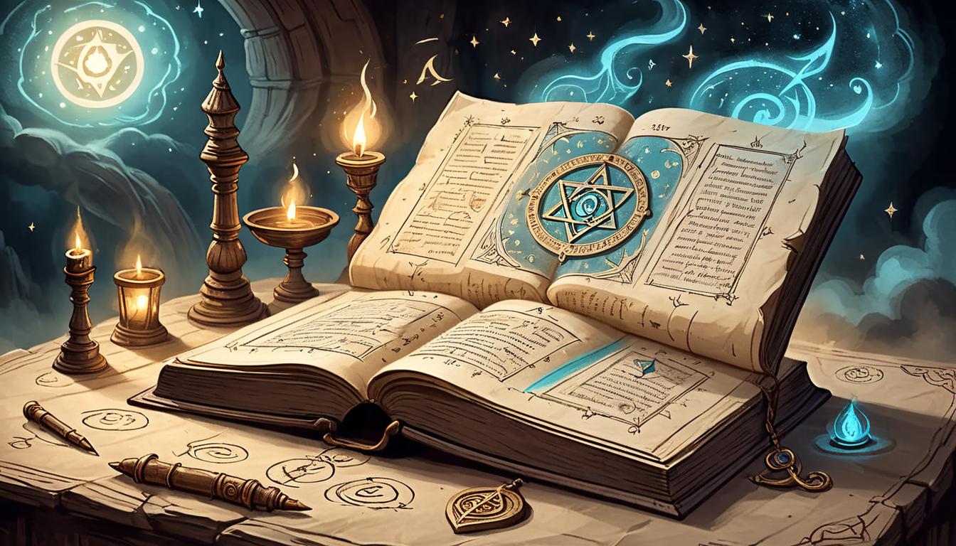  on parchment, surrealism+++, Ancient tome open on a wooden lectern, pages glowing with ethereal light, arcane symbols and drawings, mystical, scholarly(mysterious, provocative, symbolic,muted color)+++