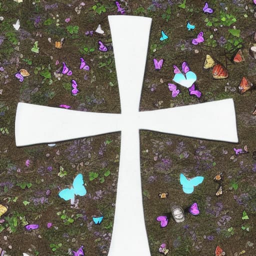  Cross with butterflies around outside of cross