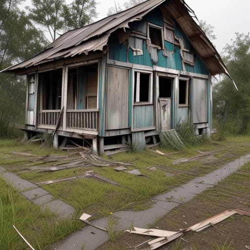  Old broken crappy wooden abandoned house