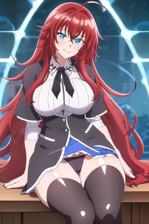  ,ful smile,black ,cameltoe,age,teacher,clroom,sitting on table,high definition,realistic,anime style,masterpiece, best quality, 1women, long red hair, looking at viewer, :3, cute, black uniform, outdoors, streets, cowboy shot, curvy, (((blue eyes))), rias gremory, red hair, antenna hair, wavy hair, ((beautiful detailed eyes, beautiful detailed glow, lots of glow)), anime screencap