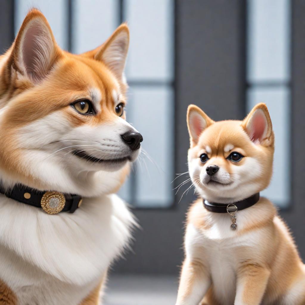  A ragdoll cat talking to a Japanese Shiba Inu dog, both in business suits. The cat is male, and the dog is female. The cat is telling the dog, named Roxy, that she is his sister. The dog is rolling her eyes. hyperrealistic, full body, detailed clothing, highly detailed, cinematic lighting, stunningly beautiful, intricate, sharp focus, f/1. 8, 85mm, (centered image composition), (professionally color graded), ((bright soft diffused light)), volumetric fog, trending on instagram, trending on tumblr, HDR 4K, 8K