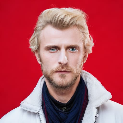 portrait+ style Russian queer actor blonde hunk dilf dude face