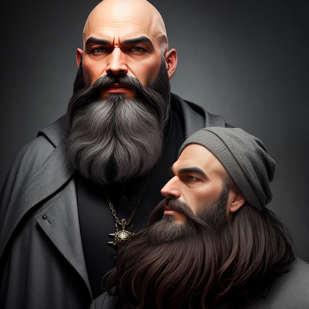  bald cult leader with greyish black beard