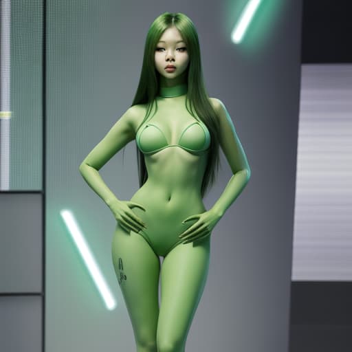  Jennie Kim beautiful green alien Beautiful , full body, , poses