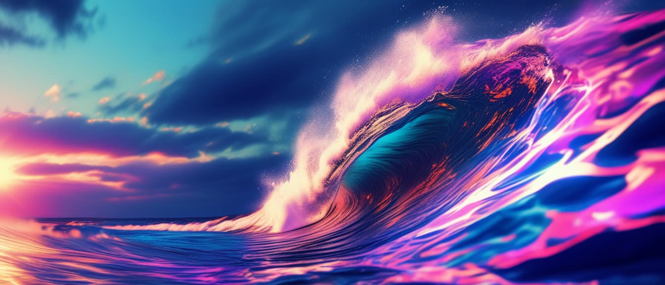  best quality, HD, Big Neon Wave Background