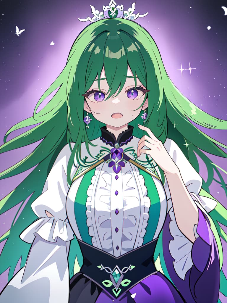  Long hair mature woman, green and purple filter, shouting, masterpiece, best quality,8k,ultra detailed,high resolution,an extremely delicate and beautiful,hyper detail