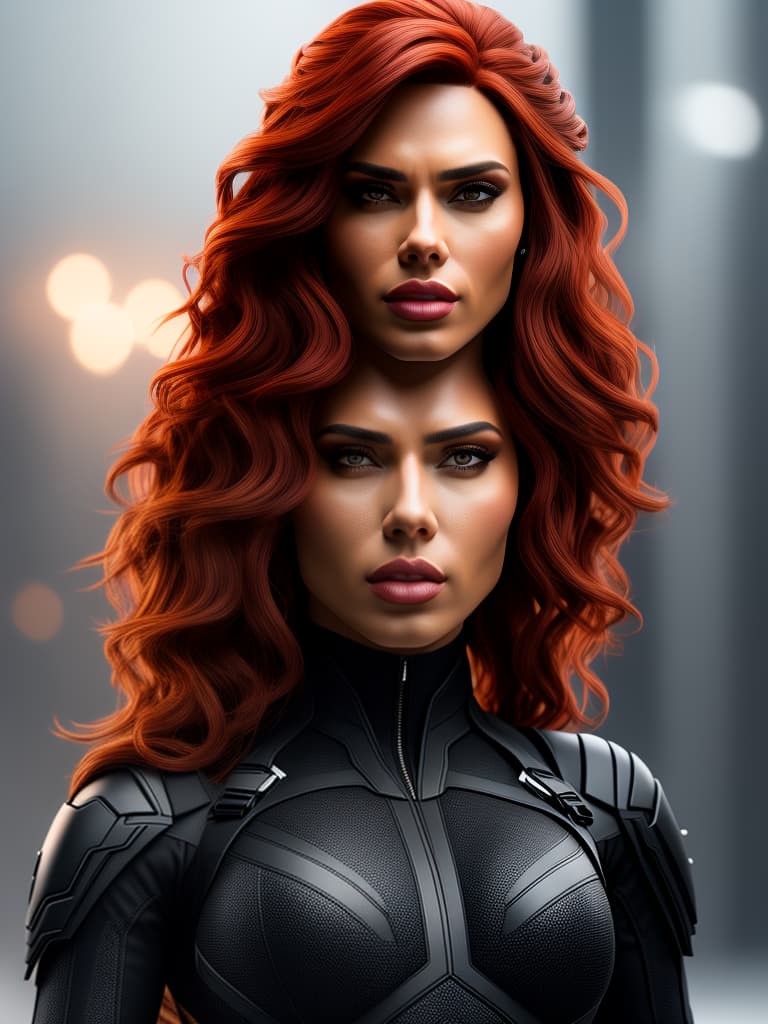  black widow close up hyperrealistic, full body, detailed clothing, highly detailed, cinematic lighting, stunningly beautiful, intricate, sharp focus, f/1. 8, 85mm, (centered image composition), (professionally color graded), ((bright soft diffused light)), volumetric fog, trending on instagram, trending on tumblr, HDR 4K, 8K