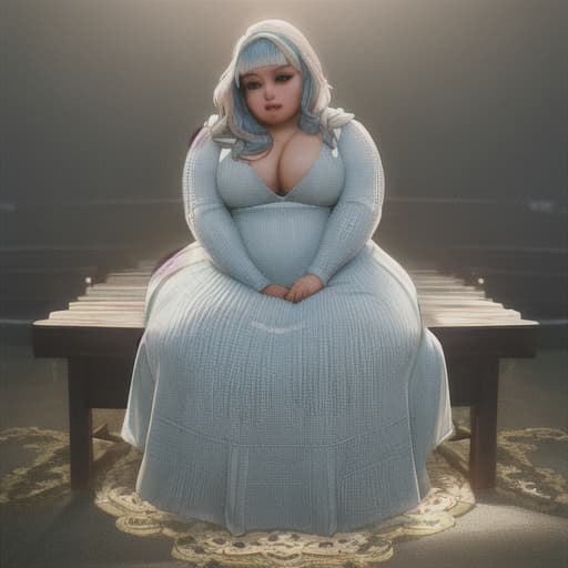  chubby in small  hyperrealistic, full body, detailed clothing, highly detailed, cinematic lighting, stunningly beautiful, intricate, sharp focus, f/1. 8, 85mm, (centered image composition), (professionally color graded), ((bright soft diffused light)), volumetric fog, trending on instagram, trending on tumblr, HDR 4K, 8K