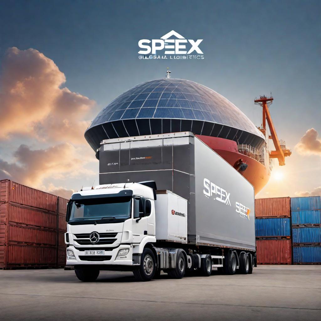  Create a logo for a company named 'SPEX Global Logistics' based on international logistics. The logo should incorporate elements symbolizing global presence and efficient logistics operations. Use a modern and professional design style. hyperrealistic, full body, detailed clothing, highly detailed, cinematic lighting, stunningly beautiful, intricate, sharp focus, f/1. 8, 85mm, (centered image composition), (professionally color graded), ((bright soft diffused light)), volumetric fog, trending on instagram, trending on tumblr, HDR 4K, 8K