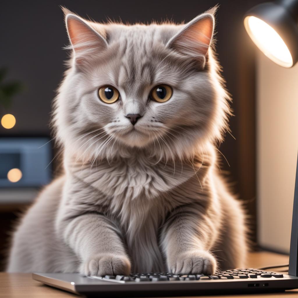  A lighthearted meme featuring a cat with a comically perplexed look at a computer screen, captioned with the text: 'When you find out that your human has an entire Instagram dedicated to your naps'. The cat is sitting in front of the PC, looking surprised. hyperrealistic, full body, detailed clothing, highly detailed, cinematic lighting, stunningly beautiful, intricate, sharp focus, f/1. 8, 85mm, (centered image composition), (professionally color graded), ((bright soft diffused light)), volumetric fog, trending on instagram, trending on tumblr, HDR 4K, 8K