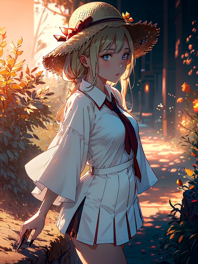  (score 9), score 8 up, highres, 1girl, anime, school uniform, straw hat, desert hyperrealistic, full body, detailed clothing, highly detailed, cinematic lighting, stunningly beautiful, intricate, sharp focus, f/1. 8, 85mm, (centered image composition), (professionally color graded), ((bright soft diffused light)), volumetric fog, trending on instagram, trending on tumblr, HDR 4K, 8K