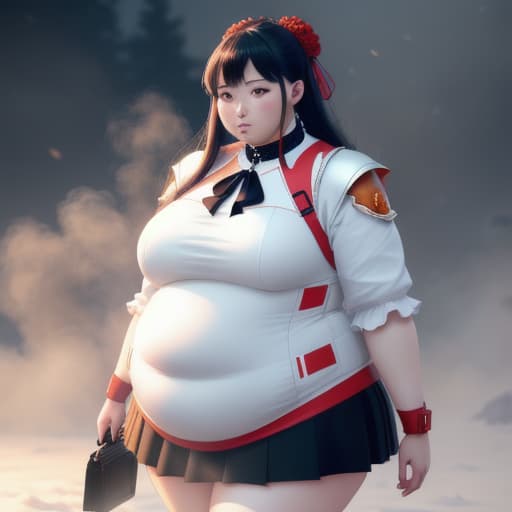  FAT anime girls hyperrealistic, full body, detailed clothing, highly detailed, cinematic lighting, stunningly beautiful, intricate, sharp focus, f/1. 8, 85mm, (centered image composition), (professionally color graded), ((bright soft diffused light)), volumetric fog, trending on instagram, trending on tumblr, HDR 4K, 8K